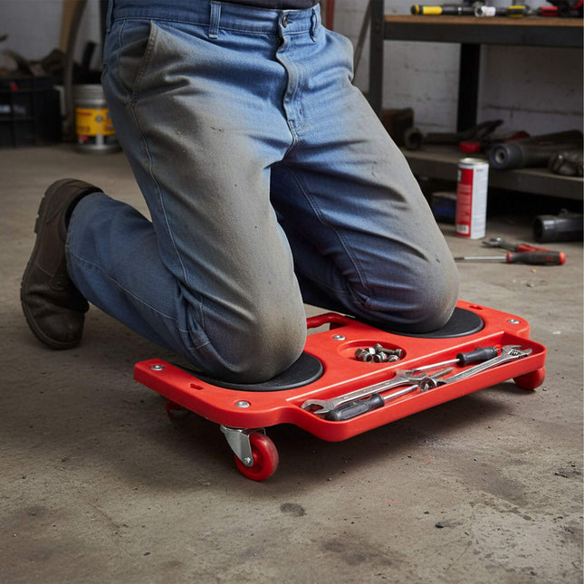 Knee Roller with Tool Tray for Flooring Tasks