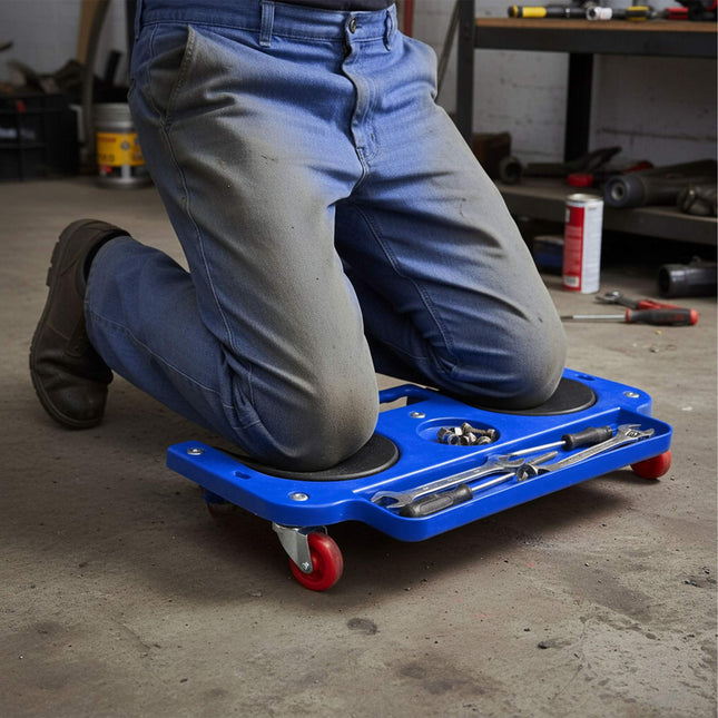 Knee Roller with Tool Tray for Flooring Tasks