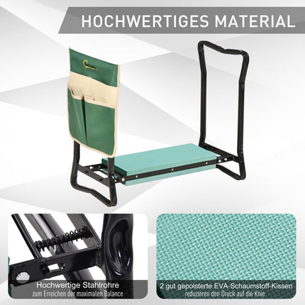 Folding garden kneeler & seat with tool bag, EVA foam