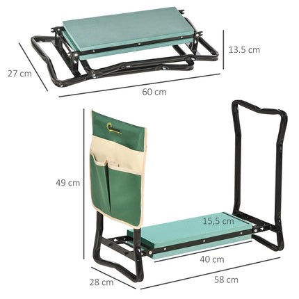 Folding garden kneeler & seat with tool bag, EVA foam