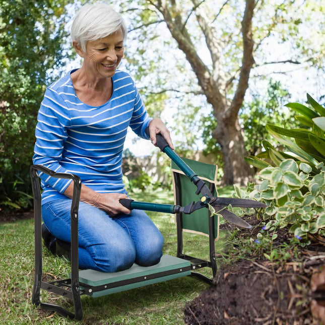 Folding garden kneeler & seat with tool bag, EVA foam