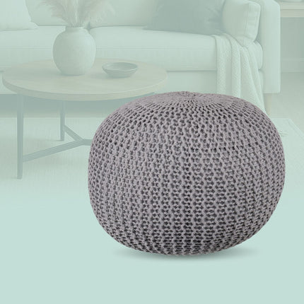 Knitted Pouf – Round, Boho Design, Polystyrene Fill