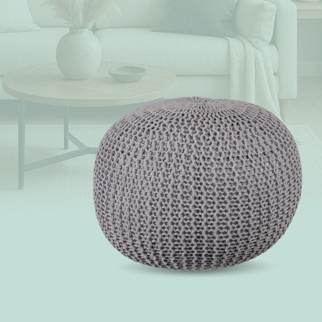 Gebreide poef - rond, boho-ontwerp, polystyreenvulling