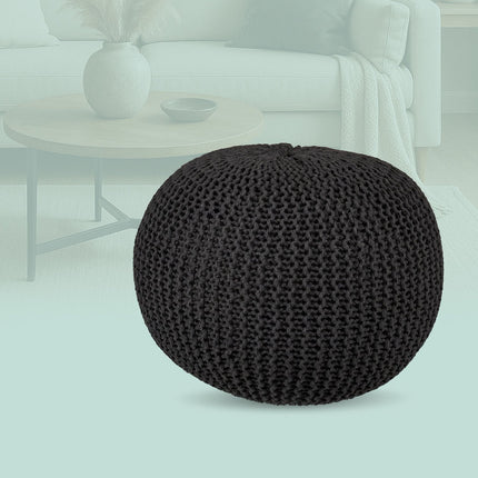 Knitted Pouf – Round, Boho Design, Polystyrene Fill