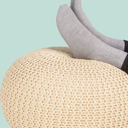 Knitted Pouf – Round, Boho Design, Polystyrene Fill