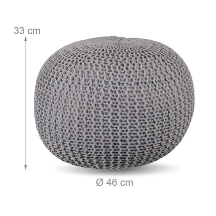 Knitted Pouf – Round, Boho Design, Polystyrene Fill