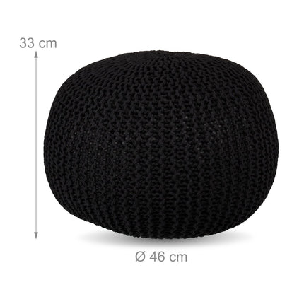 Knitted Pouf – Round, Boho Design, Polystyrene Fill