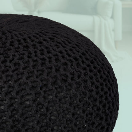 Knitted Pouf – Round, Boho Design, Polystyrene Fill