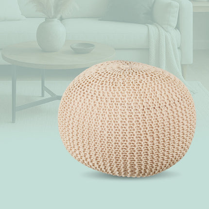 Knitted Pouf – Round Floor Seat, Boho Design