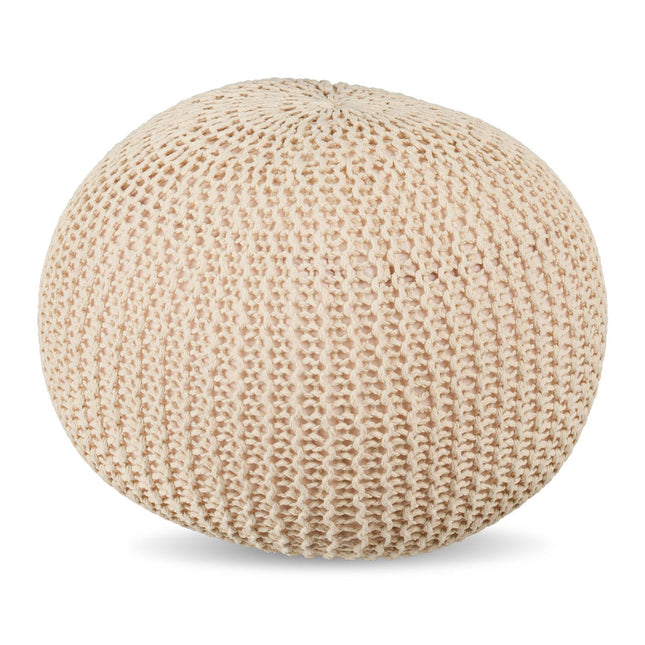 Gebreide poef - ronde vloerzitting, boho-ontwerp