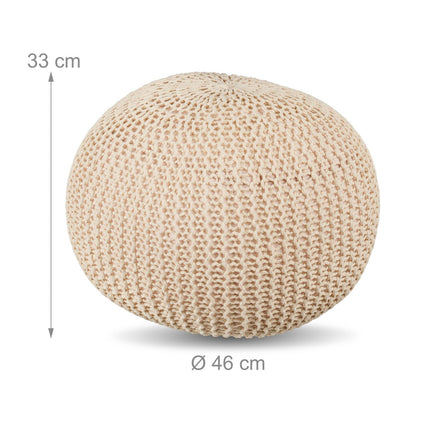 Knitted Pouf – Round Floor Seat, Boho Design