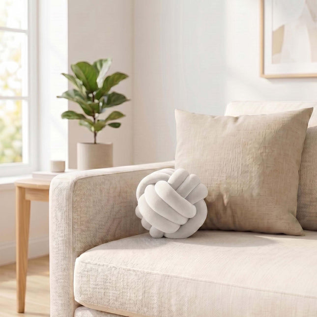 Knot Pillow, Beige – 25 cm, Polyester Foam
