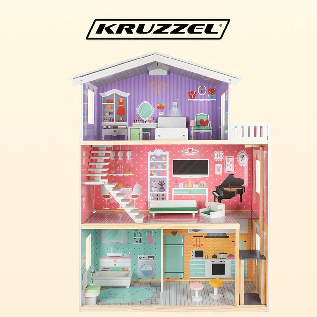 Kruzzel Dollhouse Large Dollhouse 114 cm 114 cm