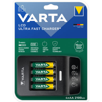LCD Ultra Fast Charger AA/AAA incl. 4xAA