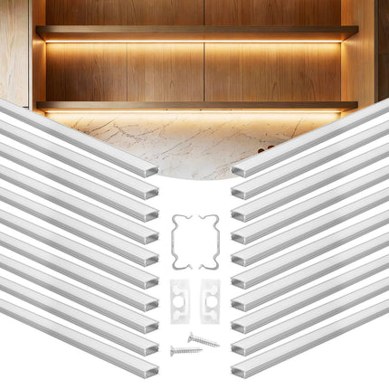 LED Aluminum Channel, U-Shape 6.6ft, Milky Cover, 20-Pack