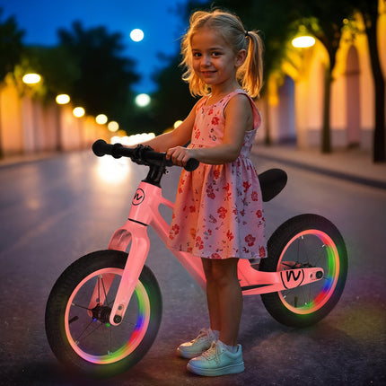 LED Balance Bike, 12"" Wheel, Pink