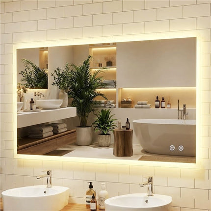 LED Bathroom Mirror 120 x 70 cm, Anti-Fog, Touch Dimming