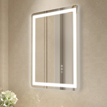 LED Bathroom Mirror 50 x 70 cm, Frontlit Backlit, Anti-Fog