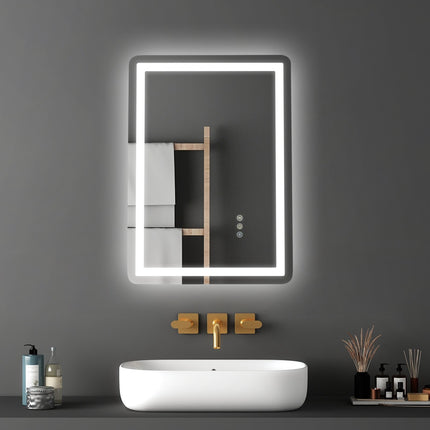 LED Bathroom Mirror 50 x 70 cm, Frontlit Backlit, Anti-Fog