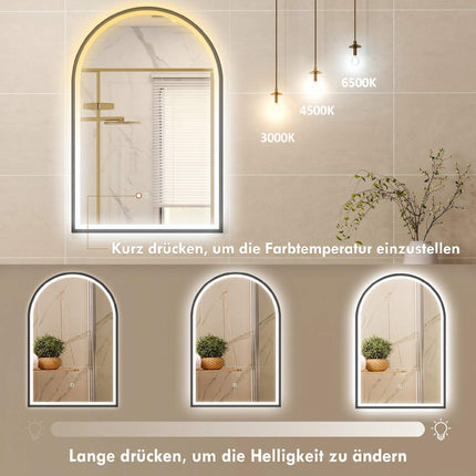 LED Bathroom Mirror 60x90 cm, Front & Backlit, Black