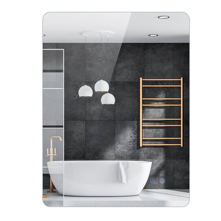 LED Bathroom Mirror, 80x60 cm, Anti-Fog, Adjustable Light