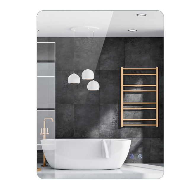 LED Bathroom Mirror, 80x60 cm, Anti-Fog, Adjustable Light