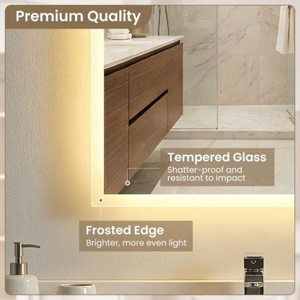LED Bathroom Mirror 80x60 cm, Anti-Fog, Dimmable 3-Color