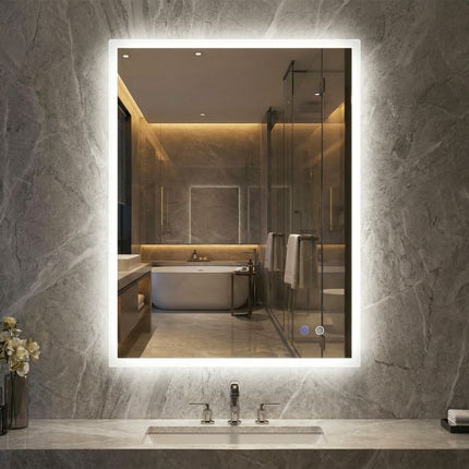LED Bathroom Mirror 80x60 cm, Anti-Fog, Dimmable 3-Color