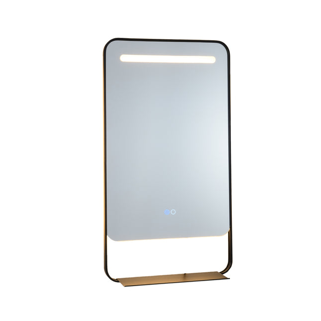 LED Bathroom Mirror 80 x 60 cm, Shelf, Anti-Fog, Gold Frame