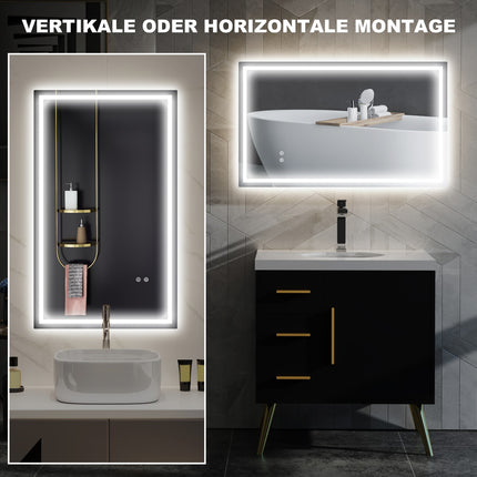 LED Bathroom Mirror – Adjustable Brightness, Anti-Fog, 100x60 cm