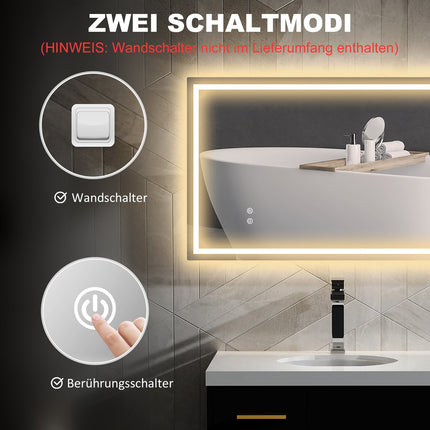 LED Bathroom Mirror – Adjustable Brightness, Anti-Fog, 100x60 cm