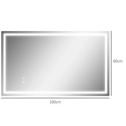 LED Bathroom Mirror – Adjustable Brightness, Anti-Fog, 100x60 cm