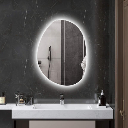 LED Bathroom Mirror, Adjustable Light & Color, 80x60 cm