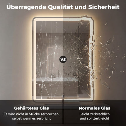 LED Bathroom Mirror, Anti-Fog, Dimmable, 80x60 cm