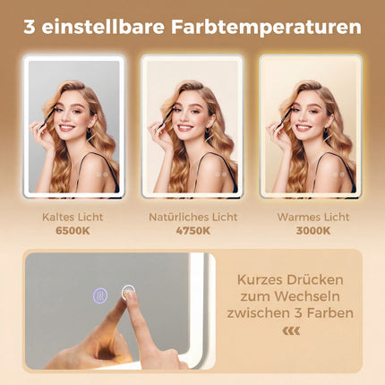LED Bathroom Mirror, Anti-Fog, Dimmable, 80x60 cm
