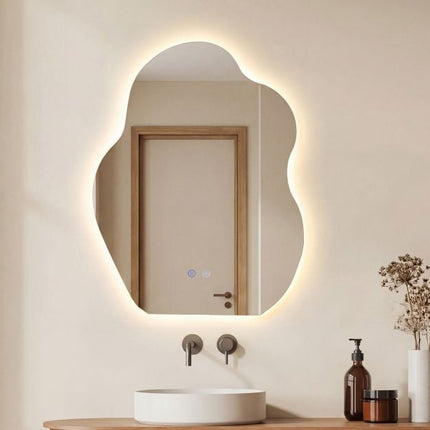 LED Bathroom Mirror, Asymmetrical, Anti-Fog, 70x50 cm