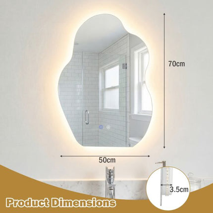 LED Bathroom Mirror, Asymmetrical, Anti-Fog, 70x50 cm