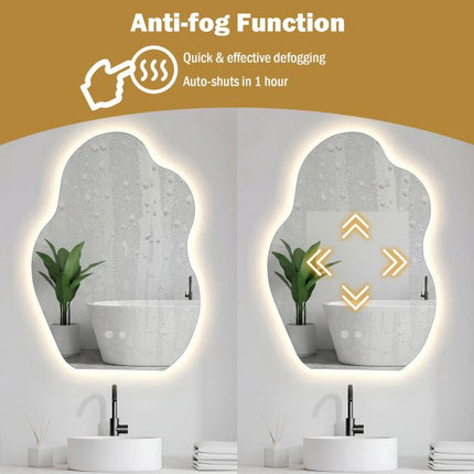 LED Bathroom Mirror, Asymmetrical, Anti-Fog, 70x50 cm