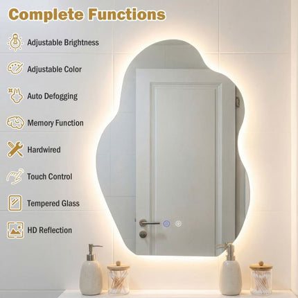 LED Bathroom Mirror, Asymmetrical, Anti-Fog, 70x50 cm