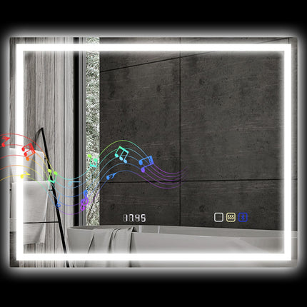 LED Bathroom Mirror, Bluetooth, 80x100 cm, Touch Control