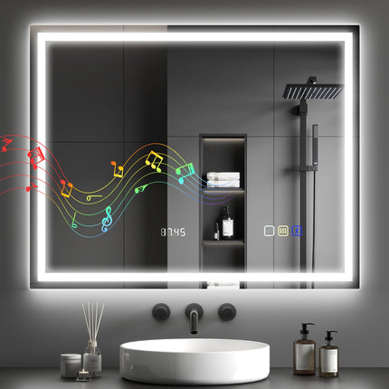 LED Bathroom Mirror, Bluetooth, 80x100 cm, Touch Control