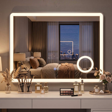 LED Bathroom Mirror with 3x Magnification, Anti-Fog, 80x60 cm