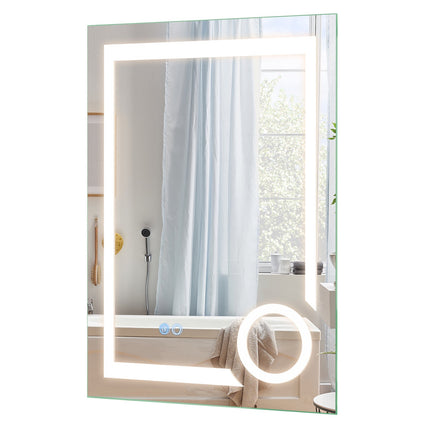 LED Bathroom Mirror with Anti-Fog, 3x Magnification, 70x50 cm