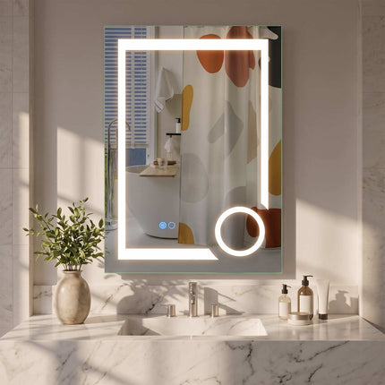 LED Bathroom Mirror with Anti-Fog, 3x Magnification, 70x50 cm