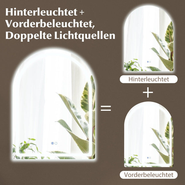 LED Bathroom Mirror with Anti-Fog, 60x80 cm, Dual Lighting