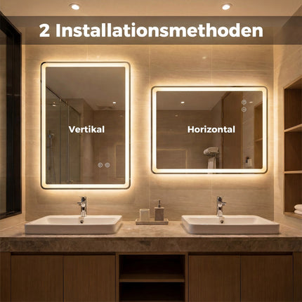 LED Bathroom Mirror with Anti-Fog, Dimmable, 70x50 cm