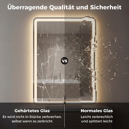 LED Bathroom Mirror with Anti-Fog, Dimmable, 70x50 cm