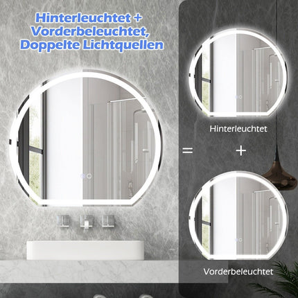 LED Bathroom Mirror with Anti-Fog, Dimmable Touch Control