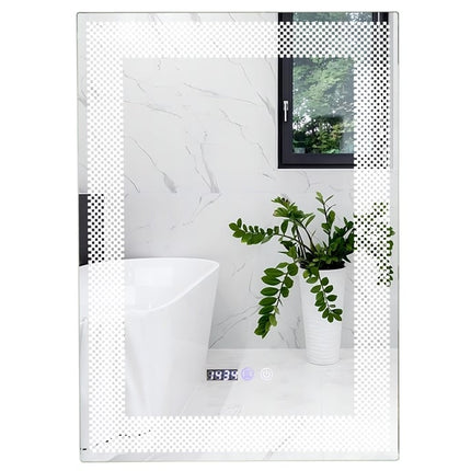 LED Bathroom Mirror with Anti-Fog, Memory, Time & Temp Display