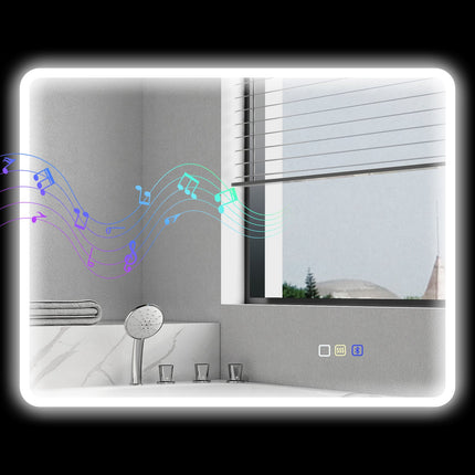 LED Bathroom Mirror with Bluetooth, 70x90 cm, Touch Control